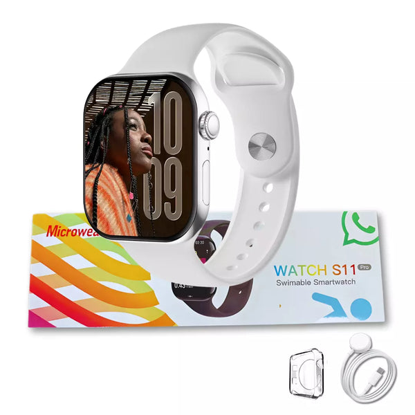 Smartwatch Microwear S11 Pro Amoled 2GB Série 11 Responde Whatsapp - Branco
